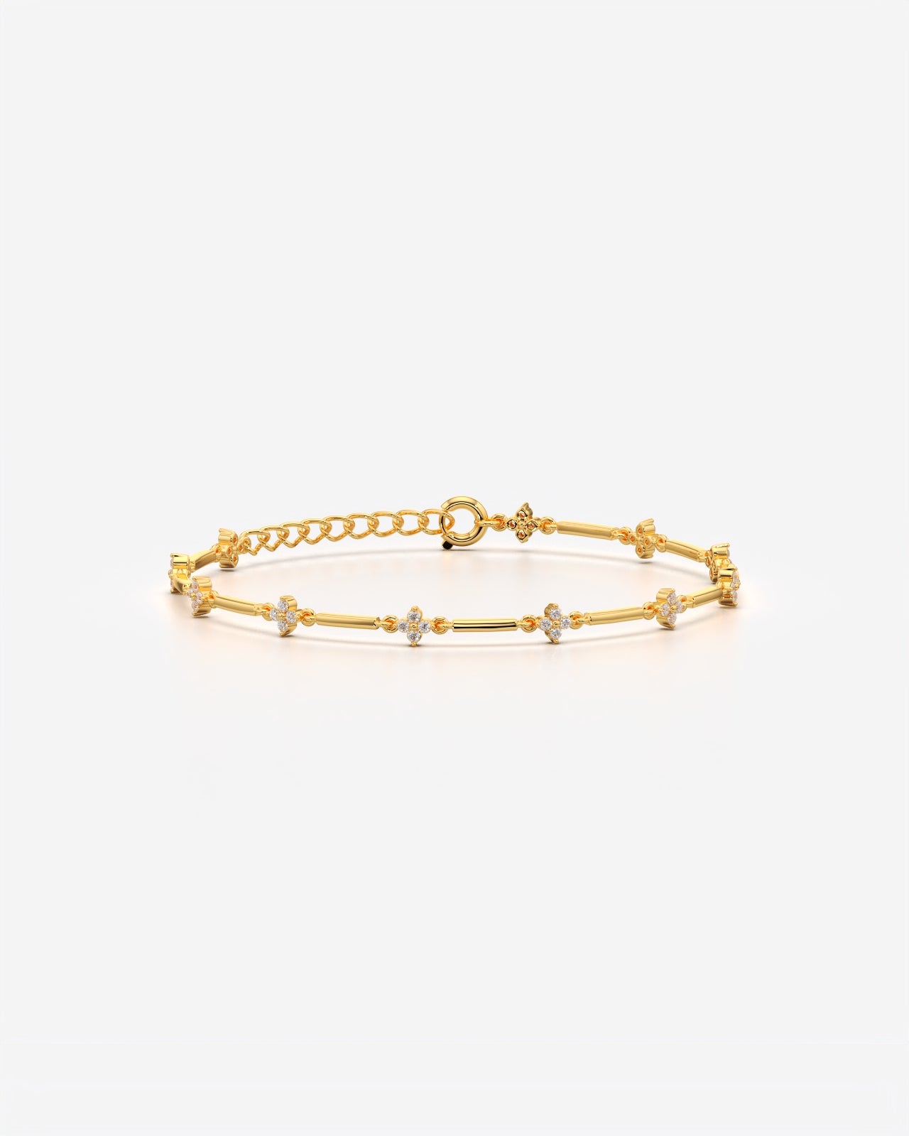 Floral Cluster Station Chain Bracelet