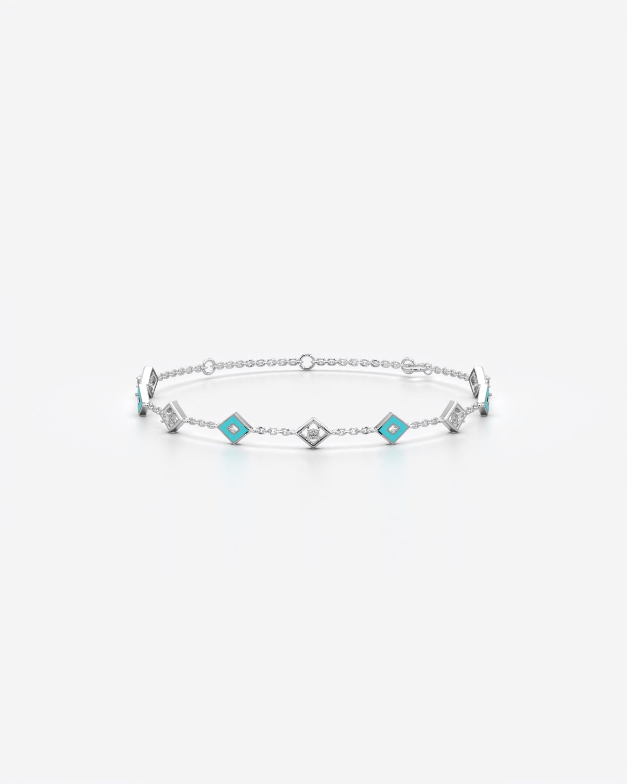 Turquoise Diamond Station Chain Bracelet