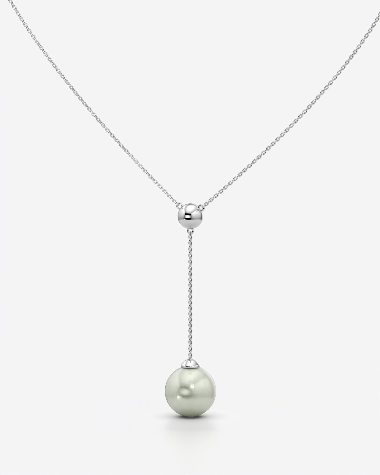 Lustrous Pearl Drop Lariat Pendant Necklace