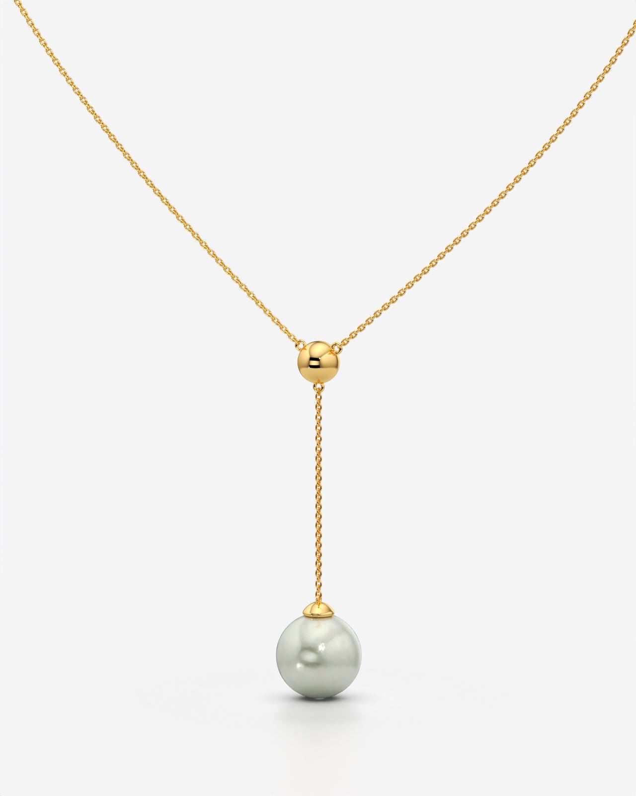 Lustrous Pearl Drop Lariat Pendant Necklace