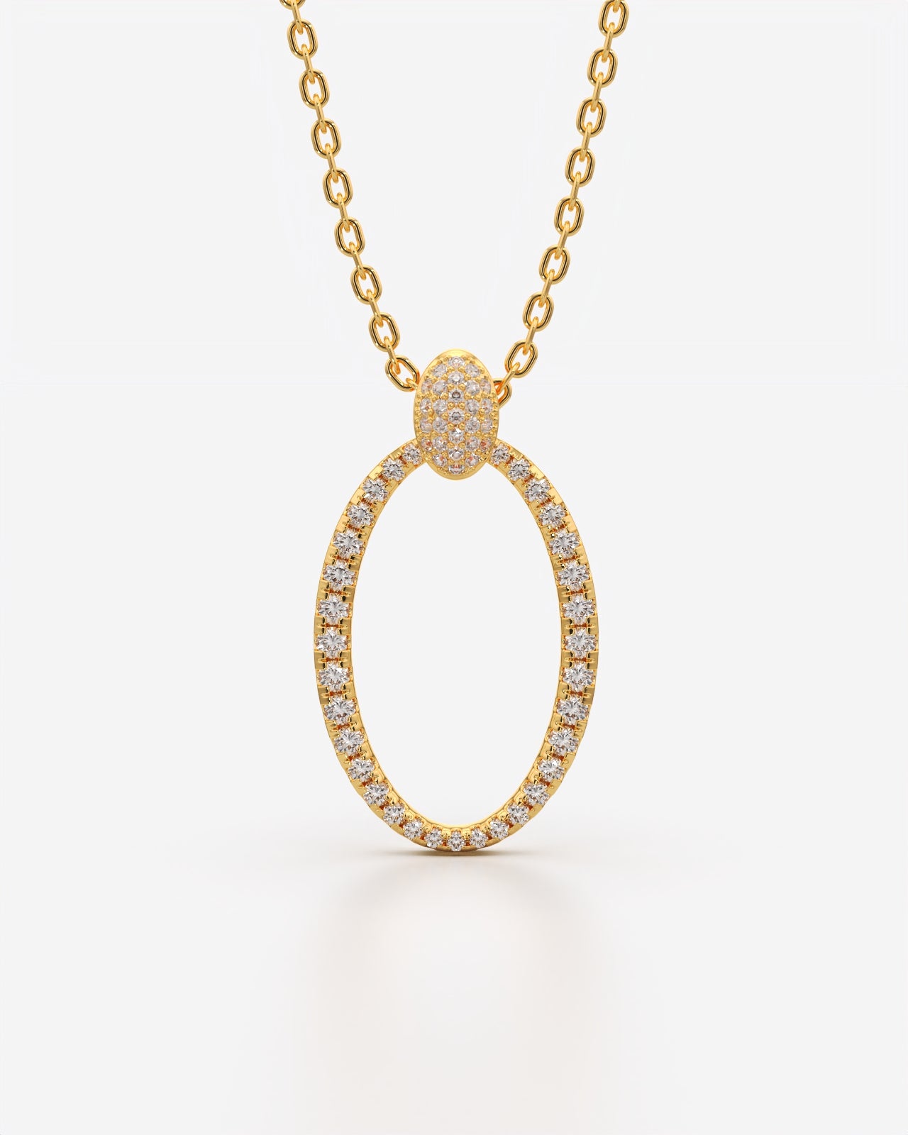 Sparkling Oval Halo Crystal Pendant Necklace