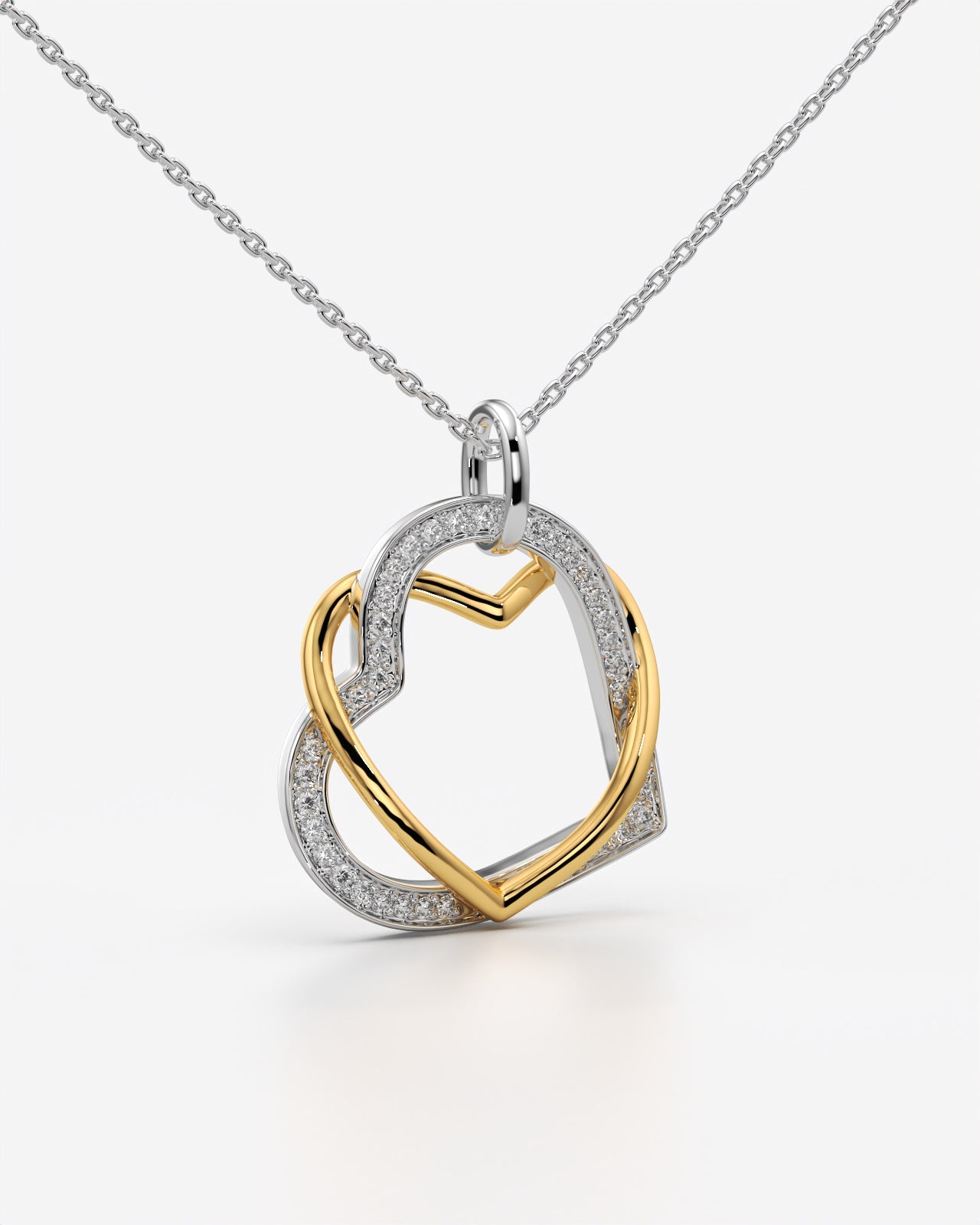 Interlocking Hearts Crystal Pendant Necklace Gift