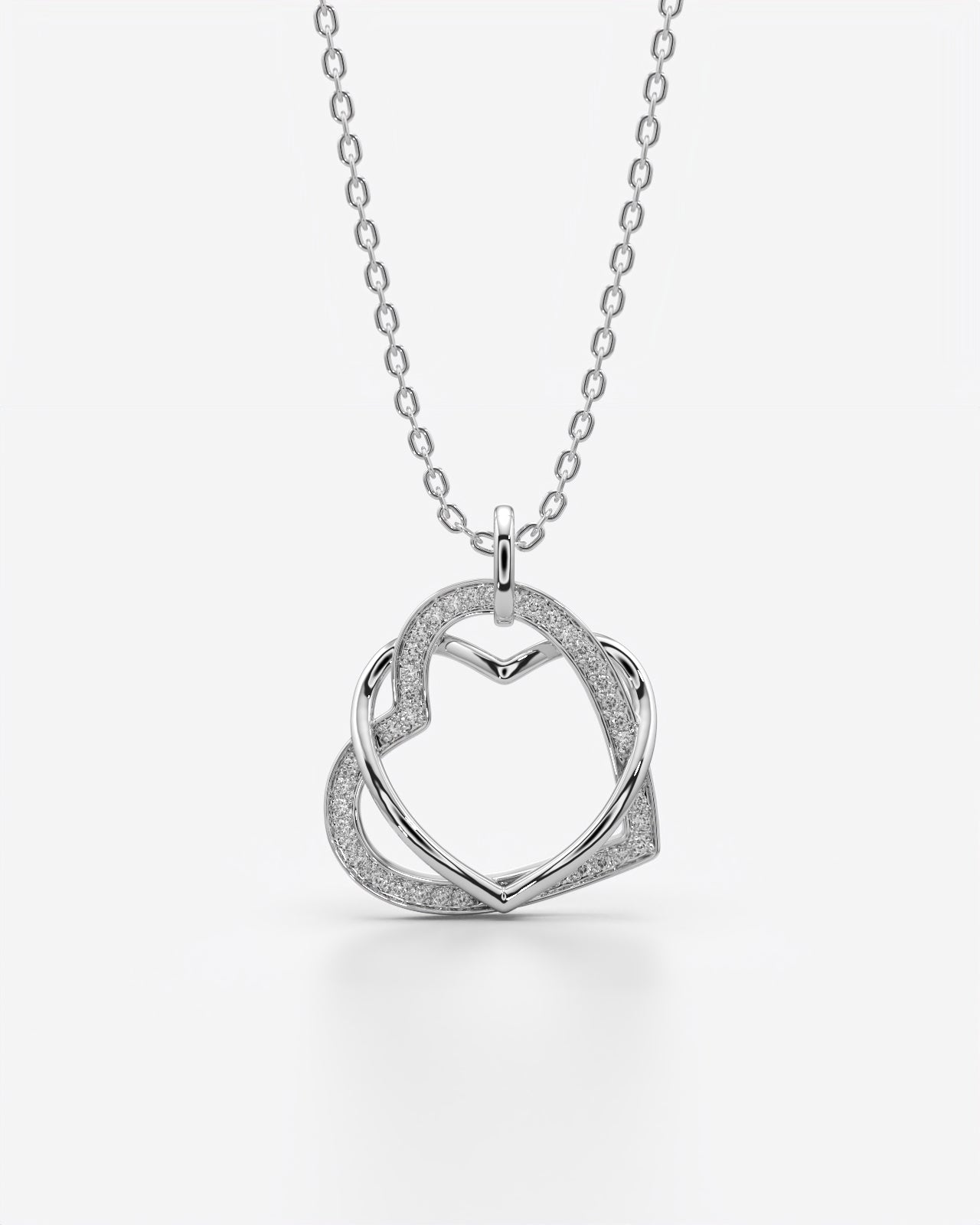 Interlocking Hearts Crystal Pendant Necklace Gift