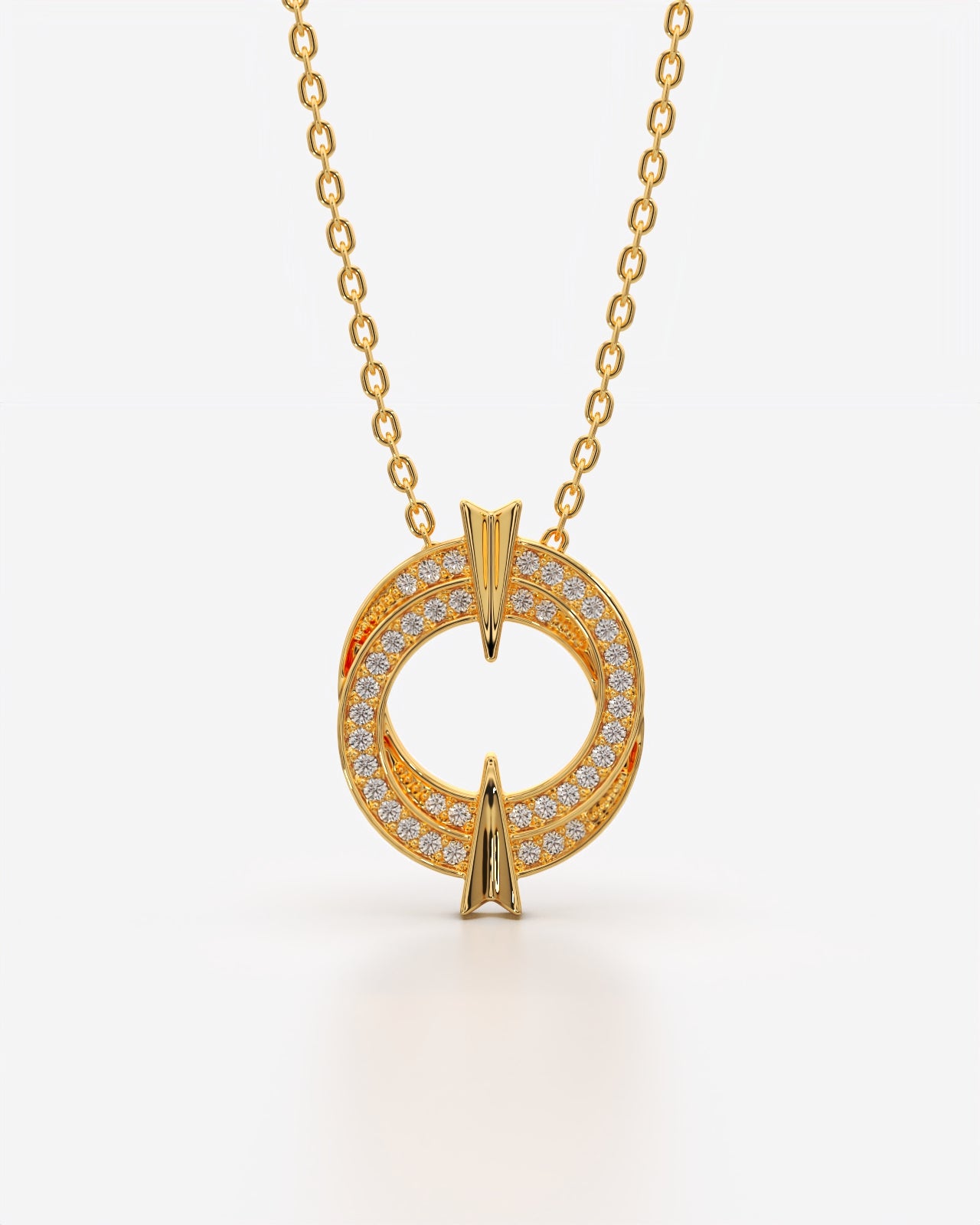 Sparkling Circle Arrow Pendant Necklace Design