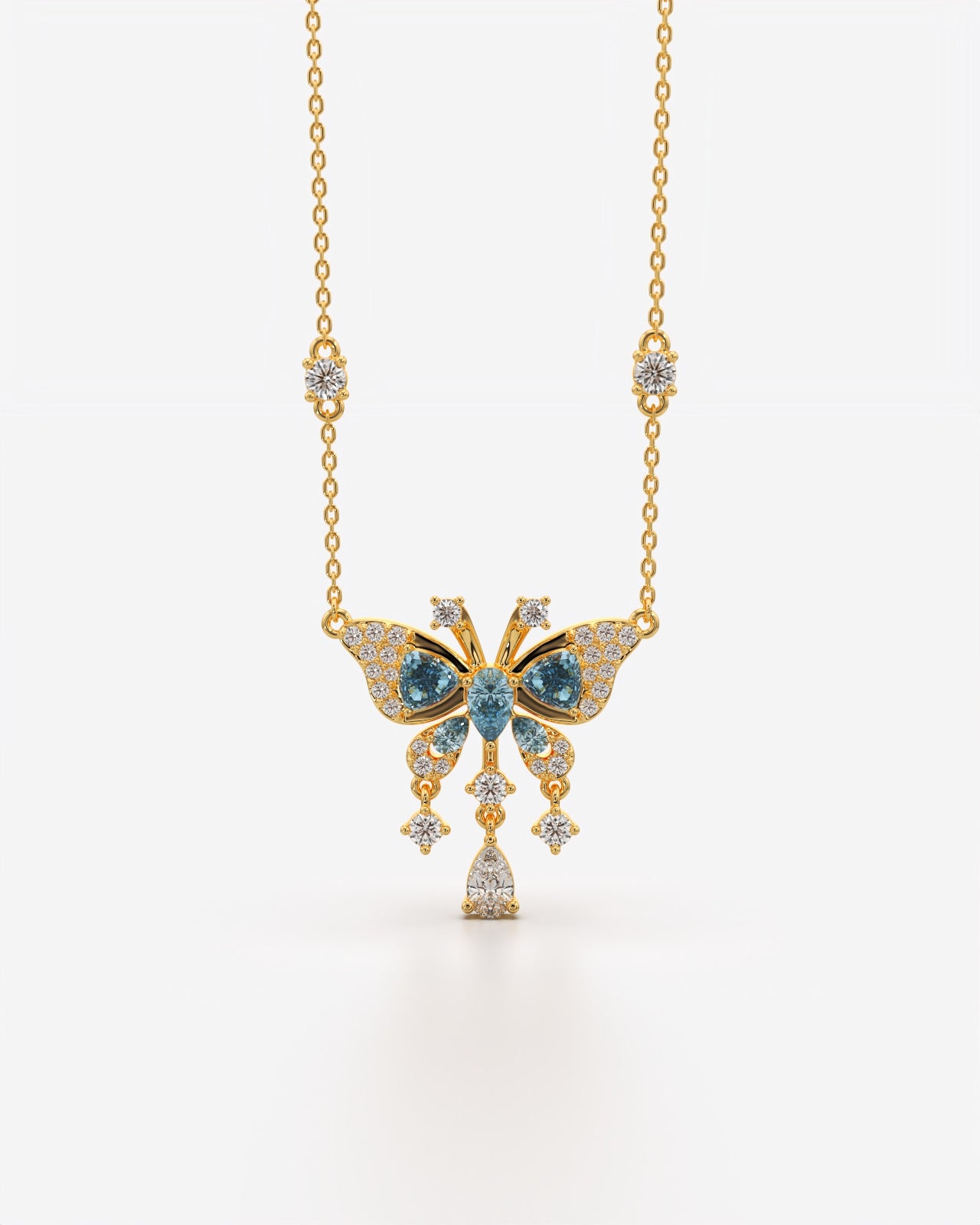 Enchanting Butterfly Pendant with Crystal Drops