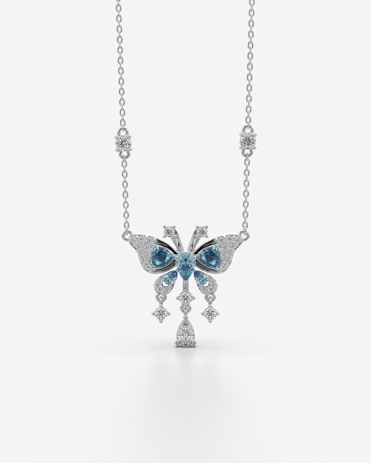 Enchanting Butterfly Pendant with Crystal Drops