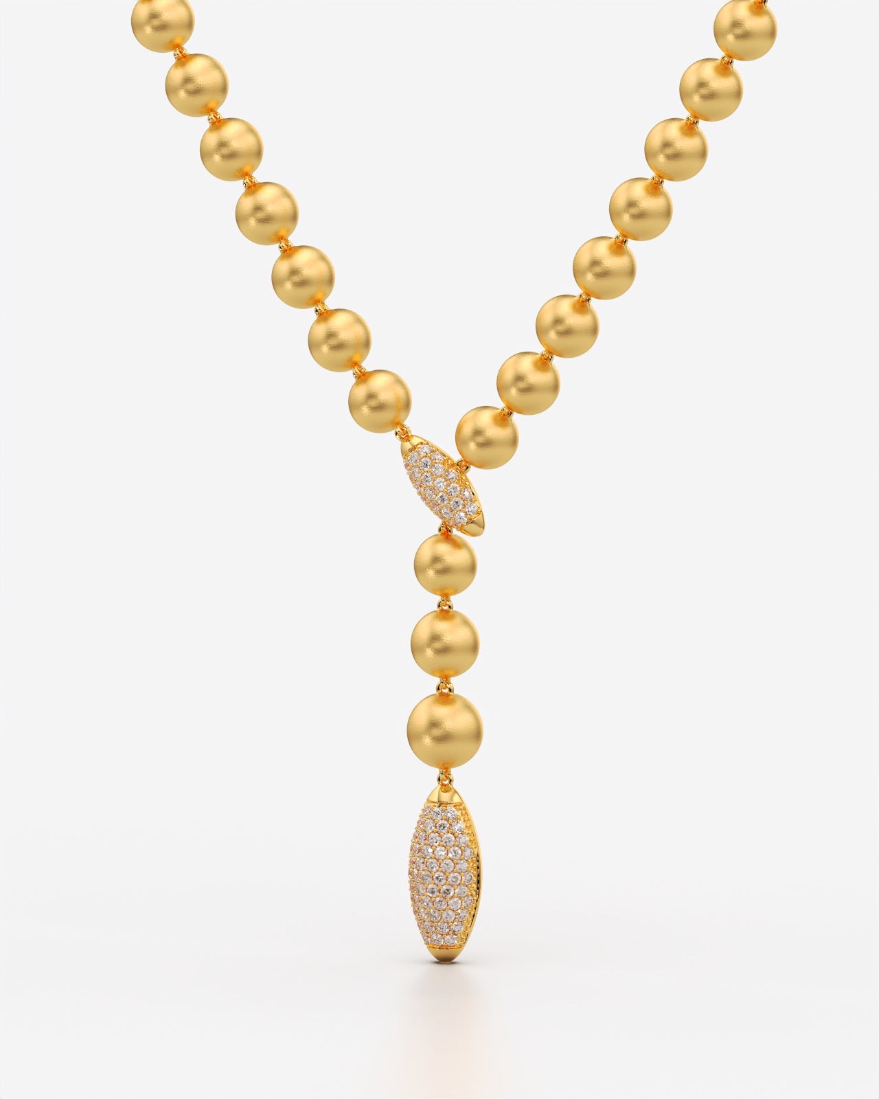 Beaded Lariat Necklace with Crystal Drop Pendant
