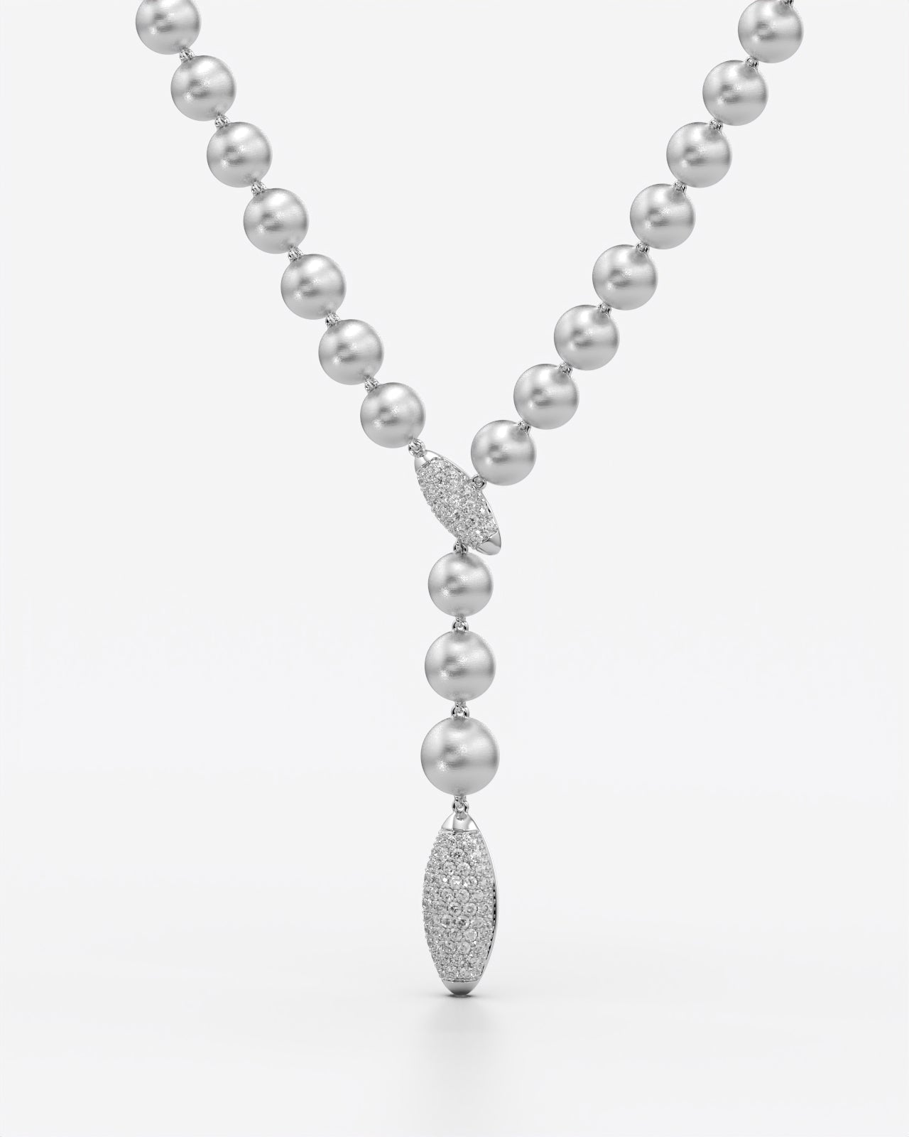 Beaded Lariat Necklace with Crystal Drop Pendant