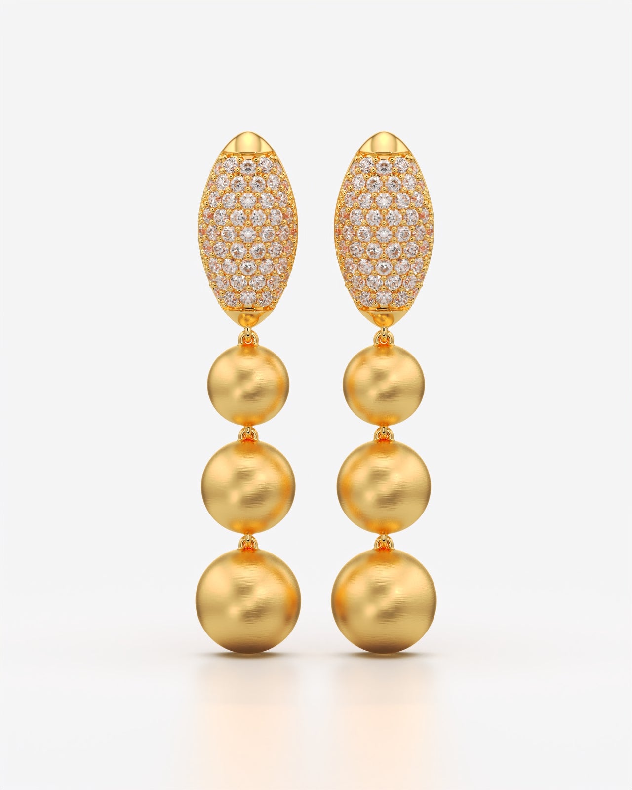 Cascading Sphere Drop Earrings with Pavé Crystals