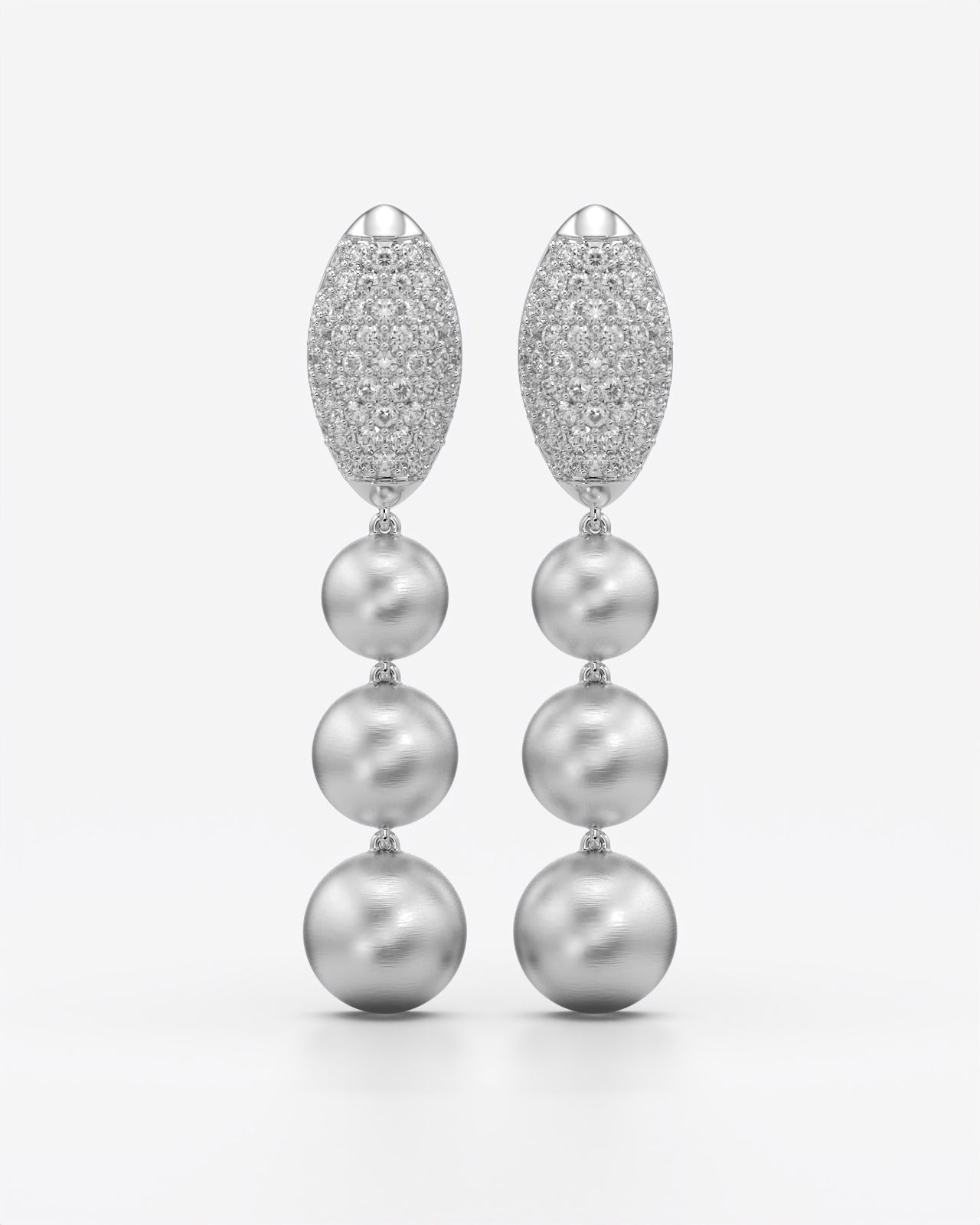 Cascading Sphere Drop Earrings with Pavé Crystals