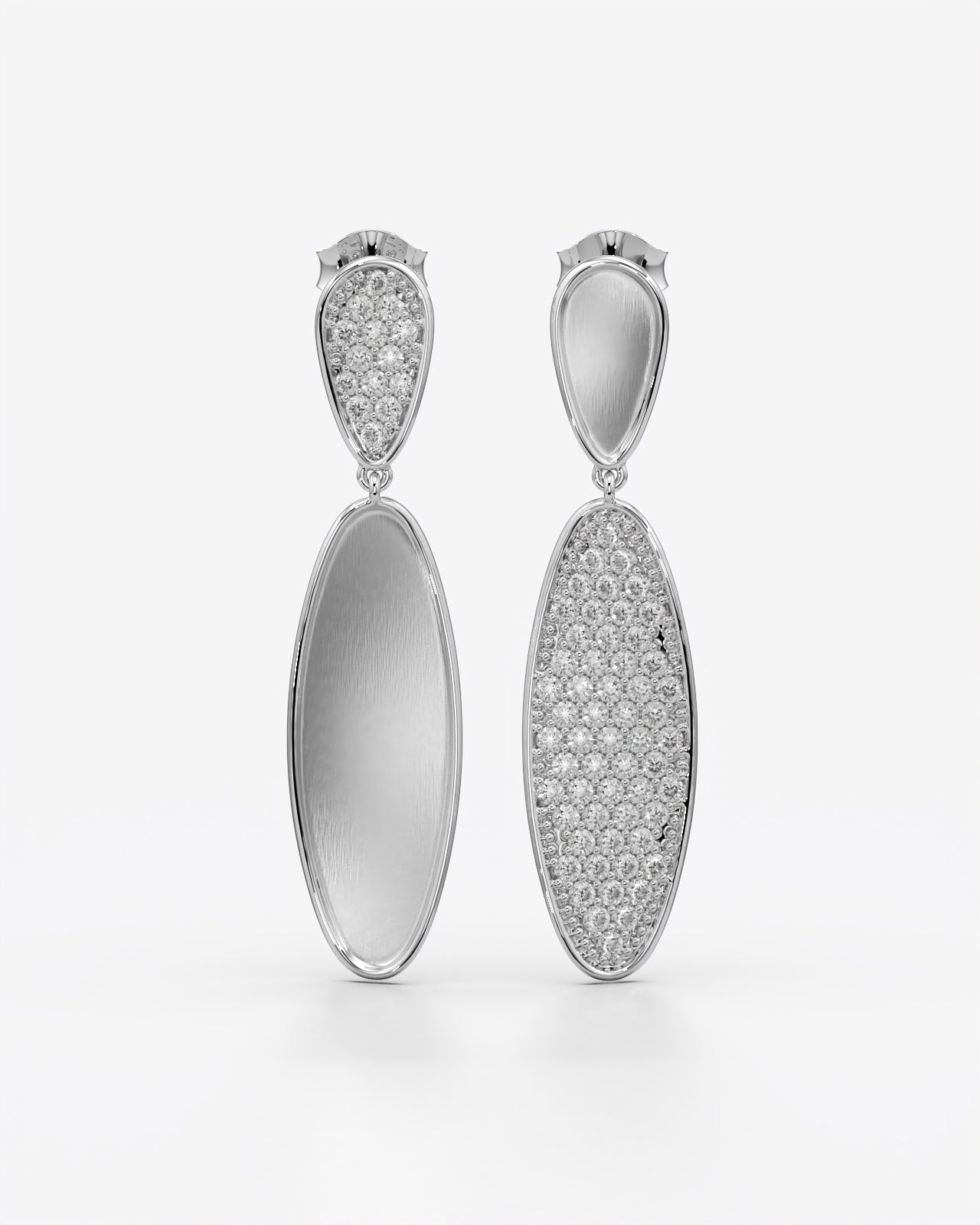 Asymmetric Oval Drop Earrings with Pavé Crystals