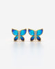 Blue Butterfly Enamel Stud Earrings with Crystals