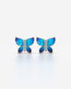 Blue Butterfly Enamel Stud Earrings with Crystals