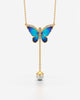 Butterfly Pearl Drop Lariat Necklace Pendant