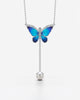 Butterfly Pearl Drop Lariat Necklace Pendant