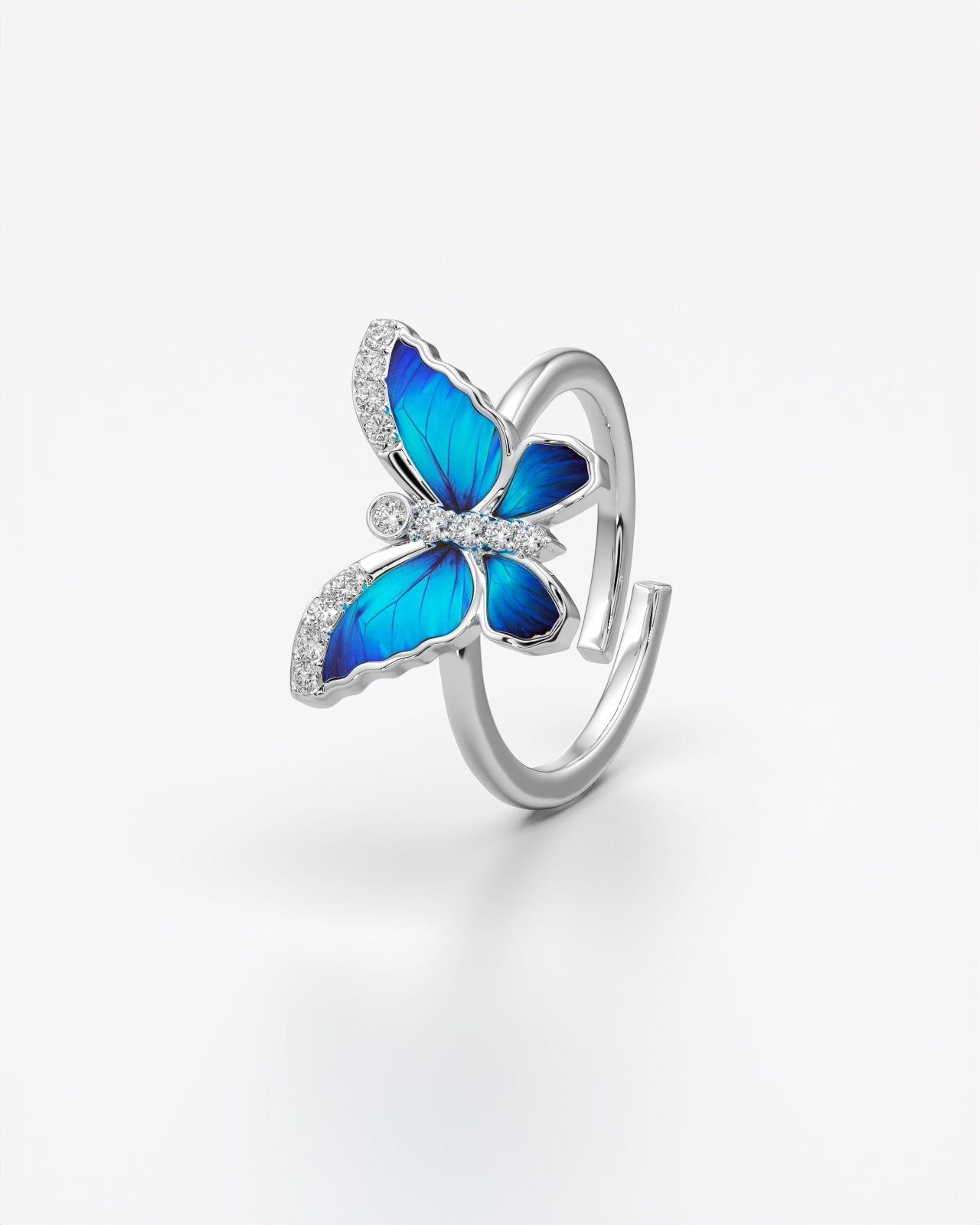 Enchanting Blue Butterfly Enamel Adjustable Ring
