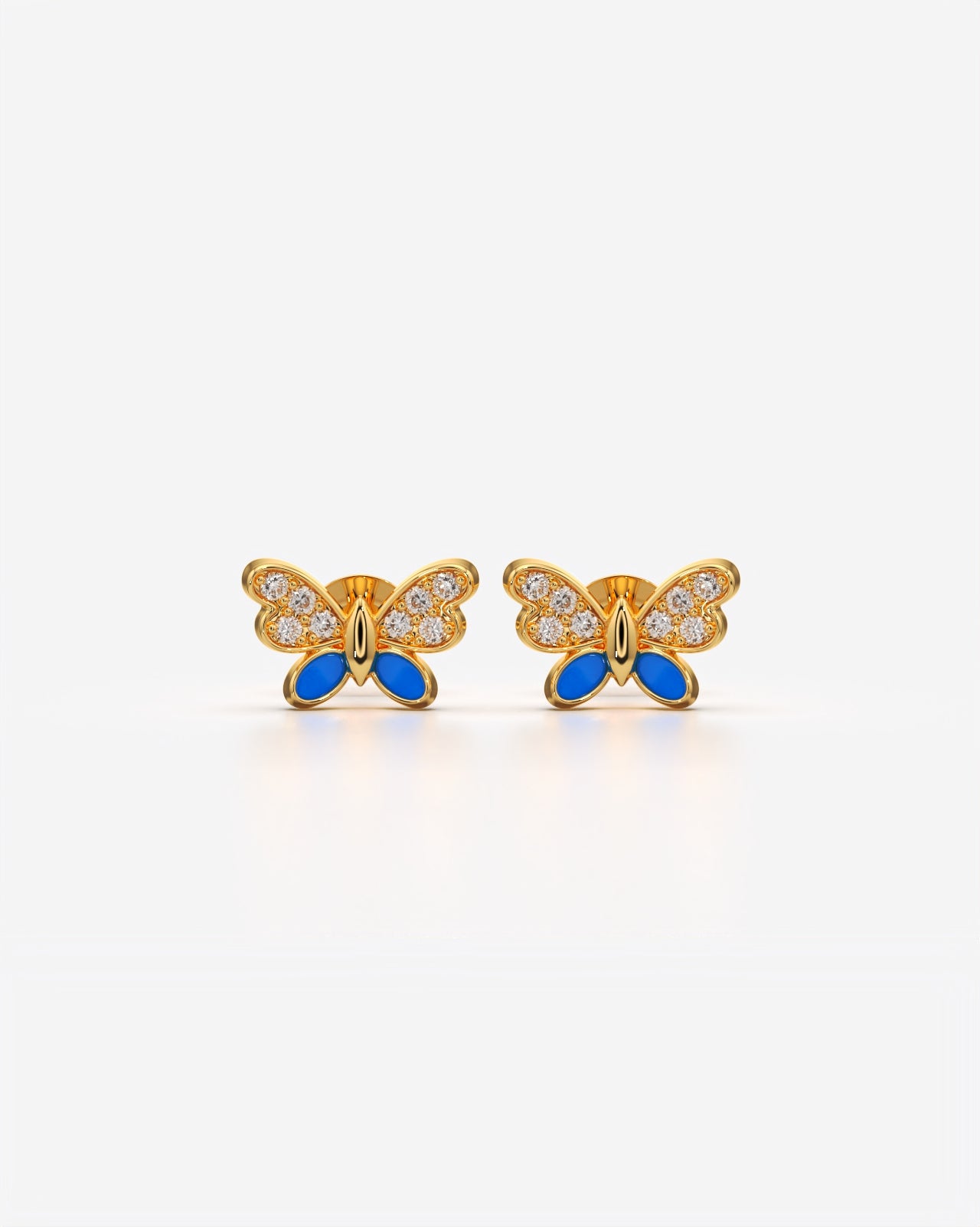 Sparkling Butterfly Stud Earrings with Enamel