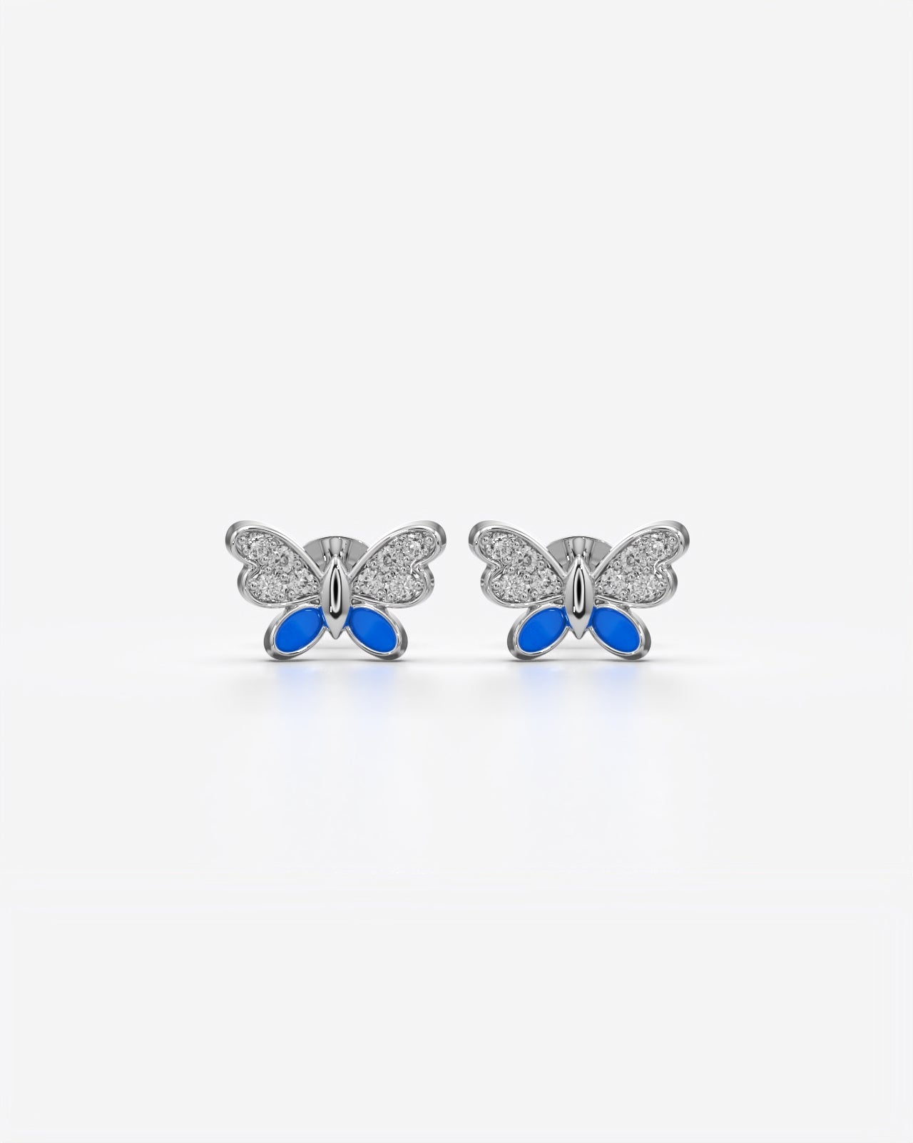 Sparkling Butterfly Stud Earrings with Enamel