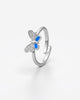 Sparkling Butterfly Ring with Blue Enamel Accent