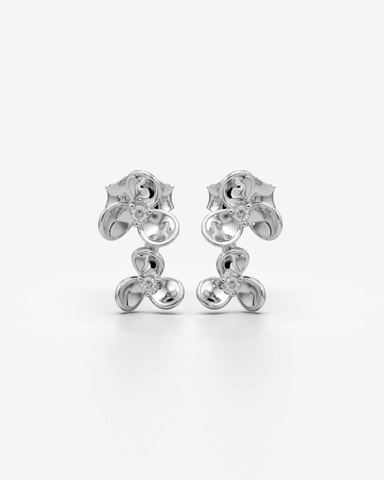 Cascading Floral Drop Earrings with Crystal Centers