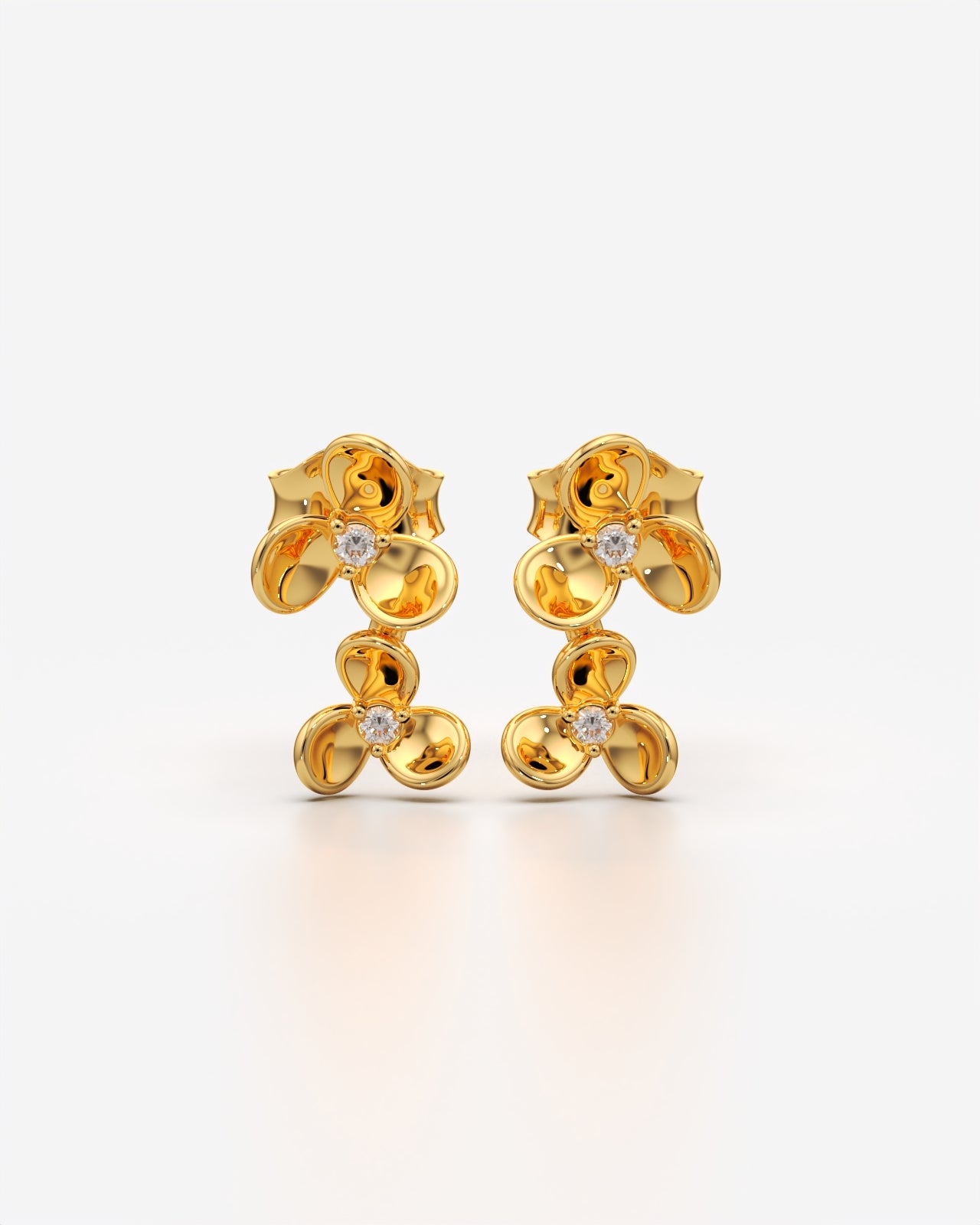 Cascading Floral Drop Earrings with Crystal Centers