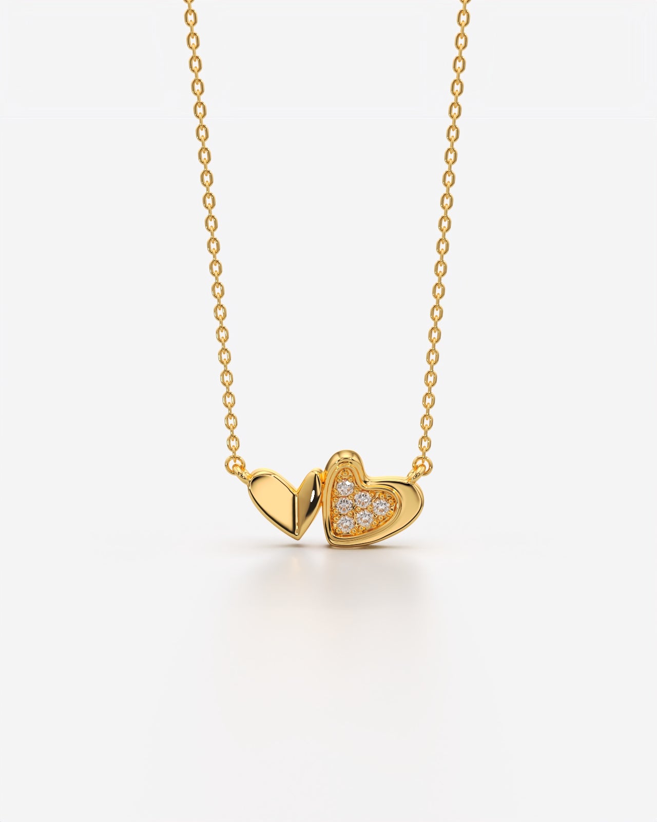 Double Heart Crystal Pendant Necklace