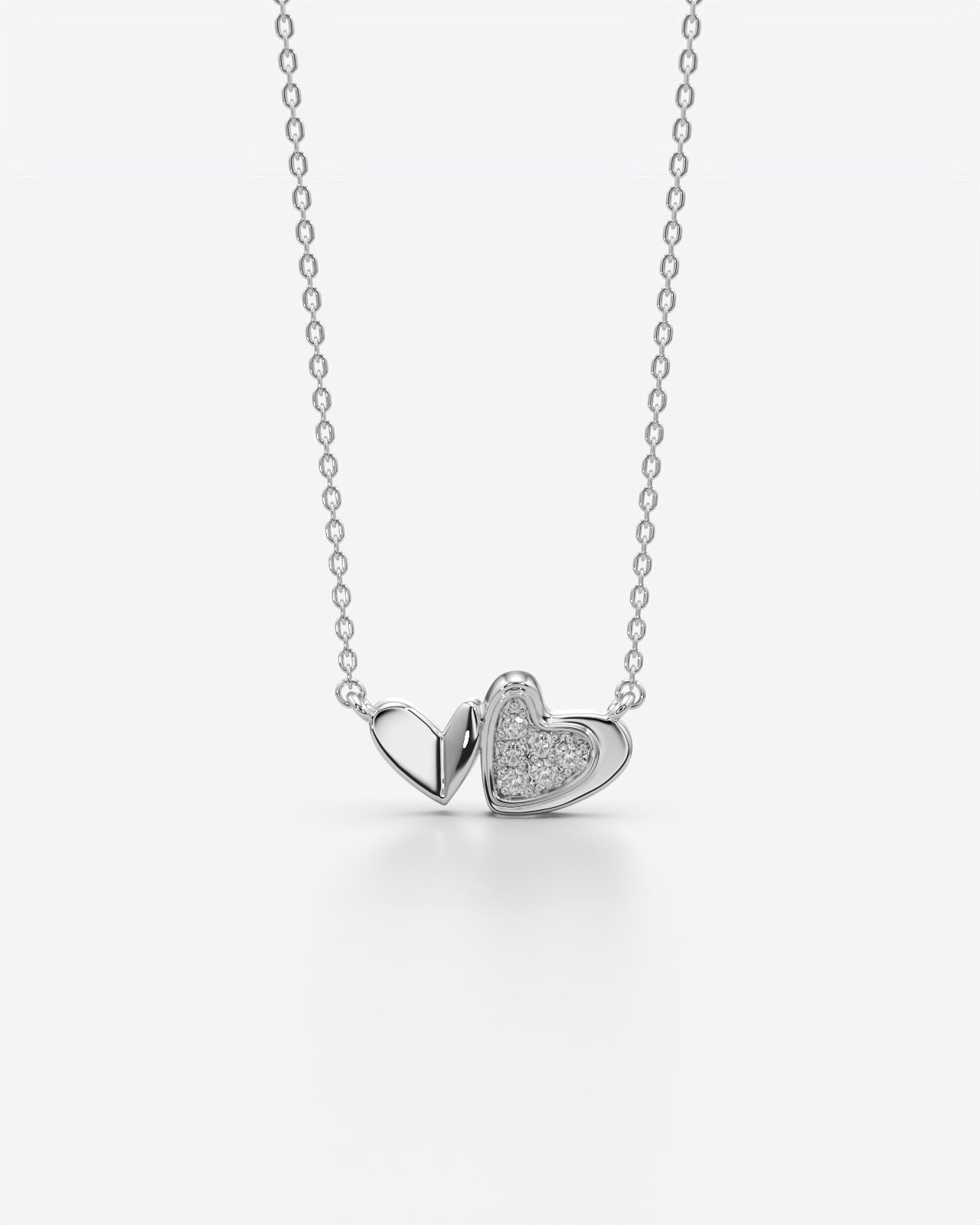 Double Heart Crystal Pendant Necklace