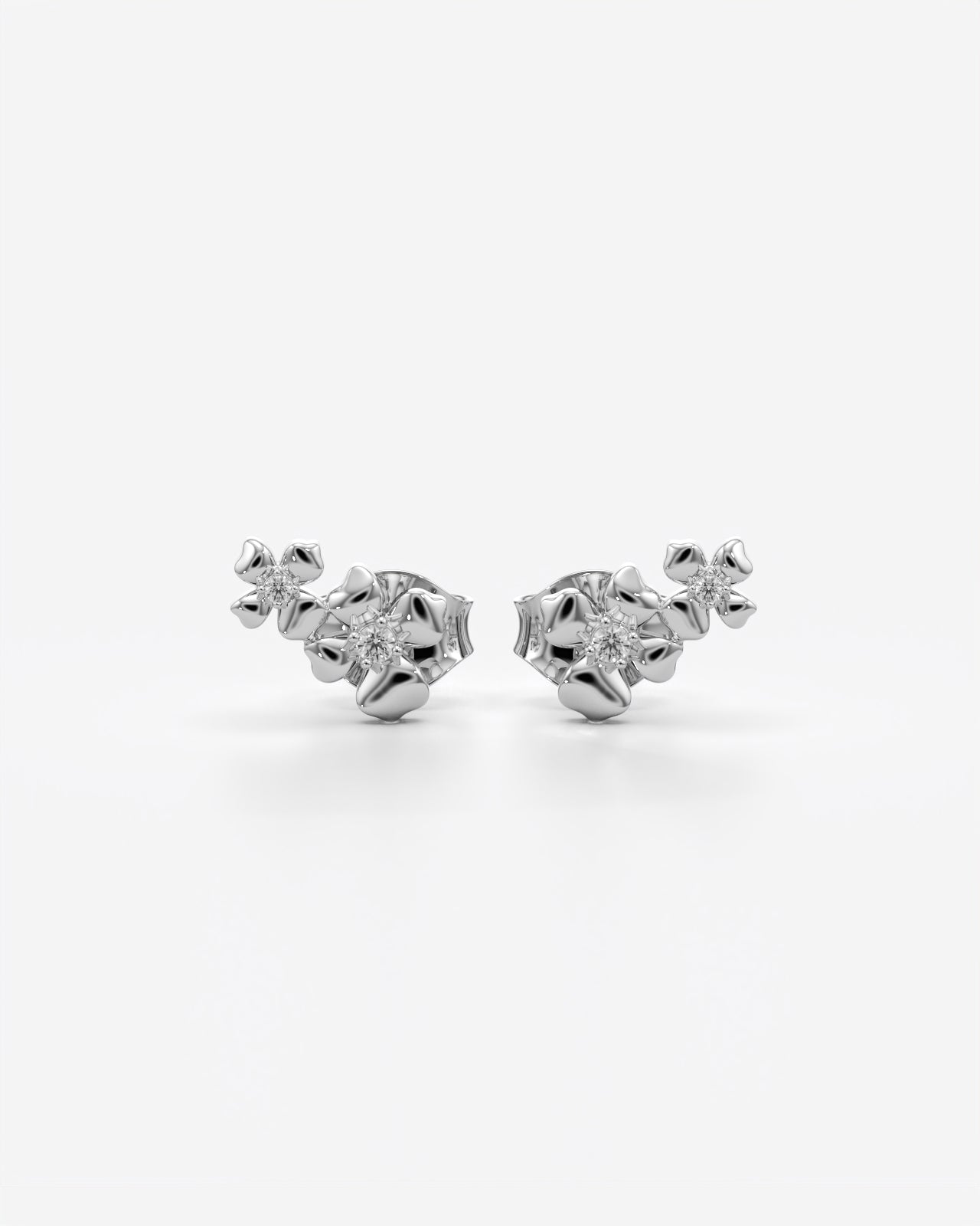 Dual Bloom Diamond Stud Earrings
