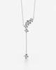 Cascading Floral Lariat Necklace with Crystal Centers