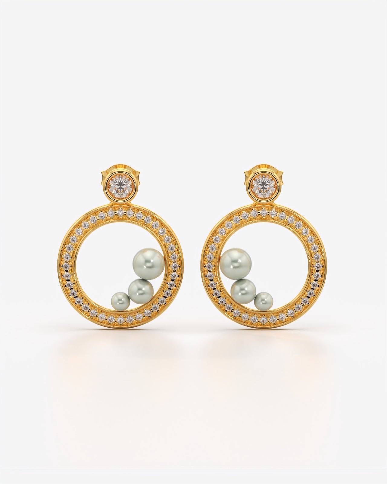 Pearl Cluster Hoop Earrings with Crystal Pavé