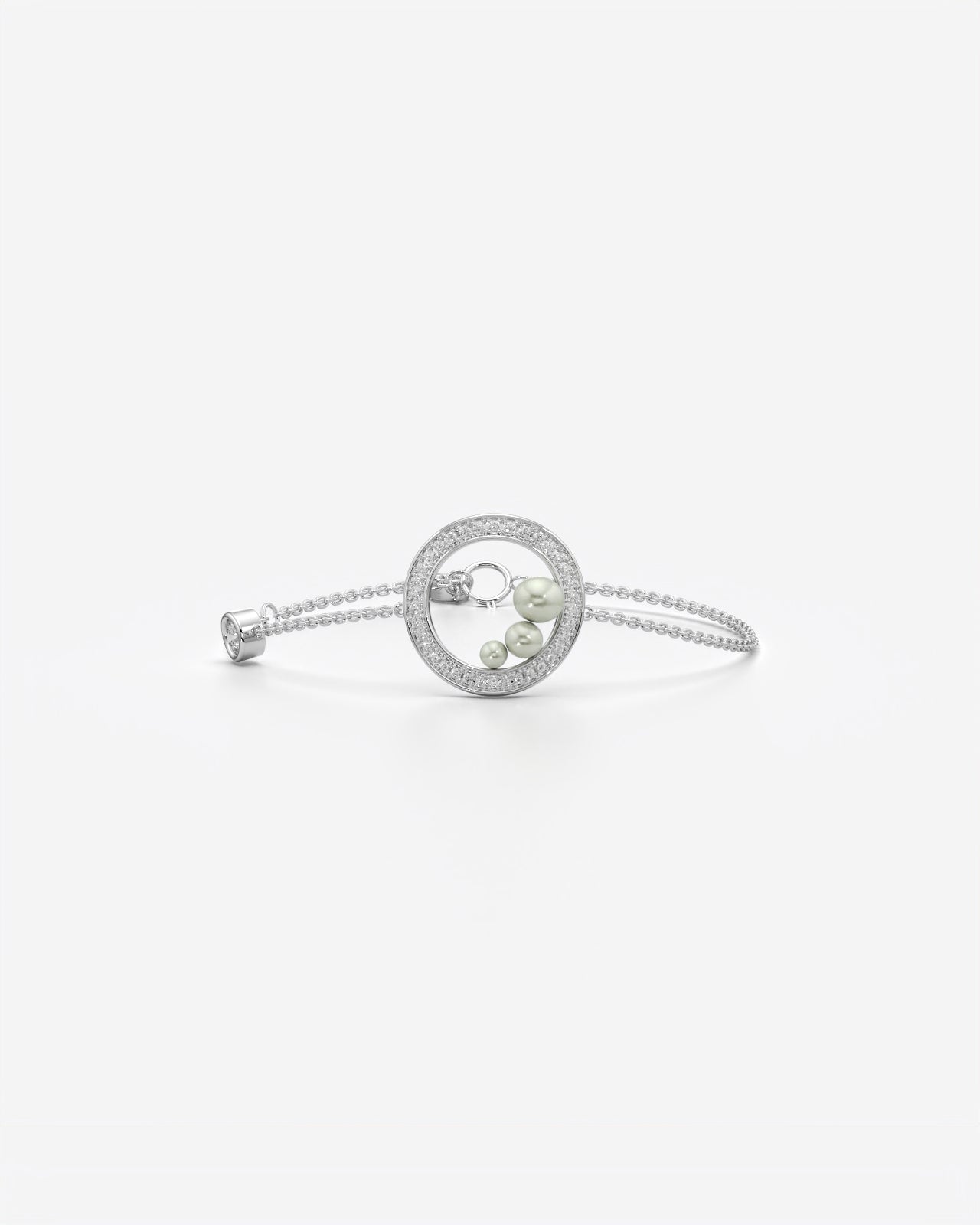 Floating Pearl Circle Chain Bracelet