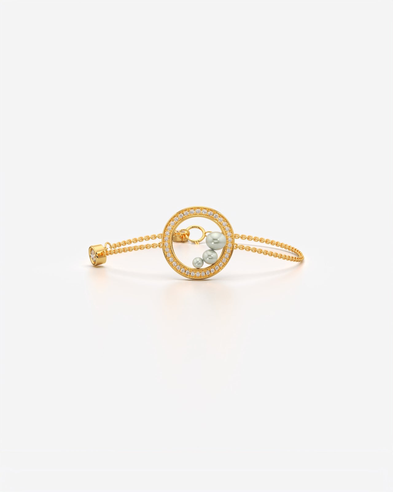 Floating Pearl Circle Chain Bracelet