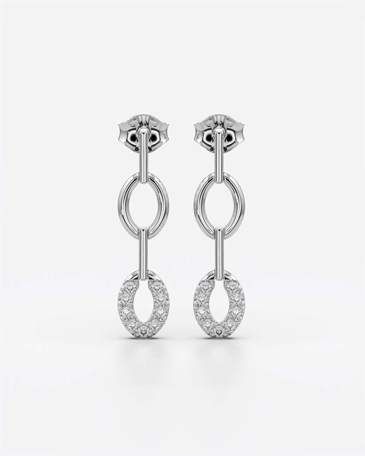 Linked Oval Drop Earrings with Pavé Stones