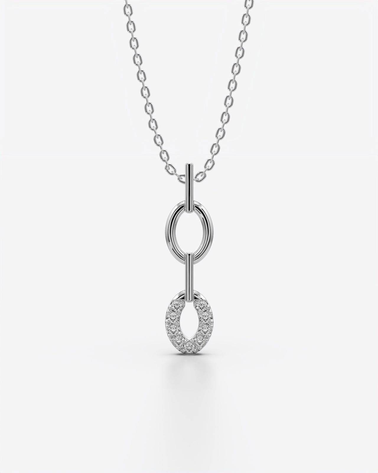 Dual Oval Link Crystal Pendant Necklace