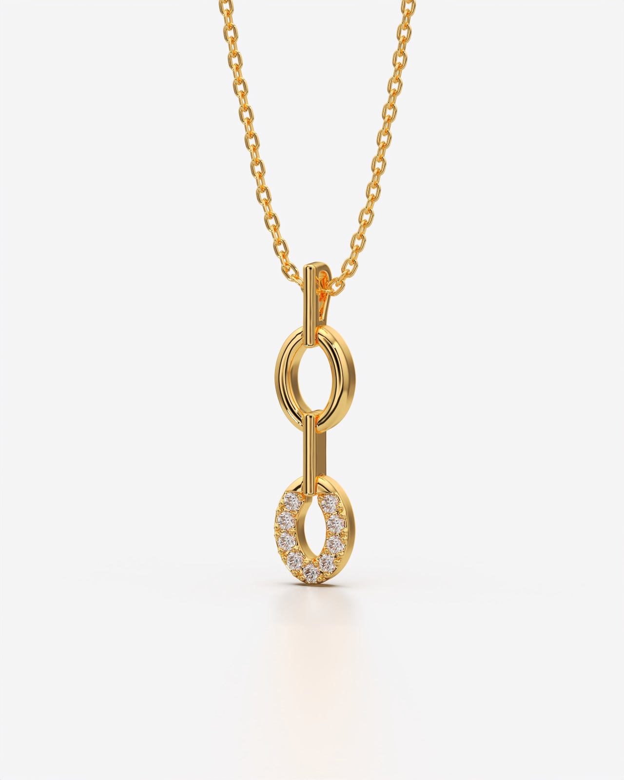 Dual Oval Link Crystal Pendant Necklace