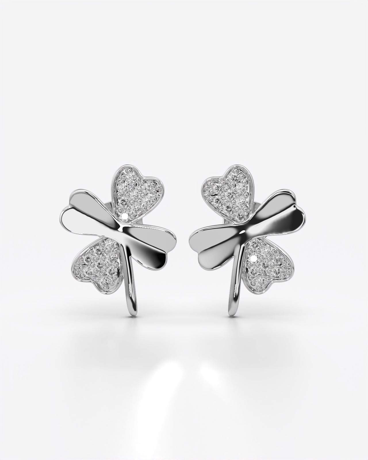 Lucky Clover Crystal Stud Earrings for Women