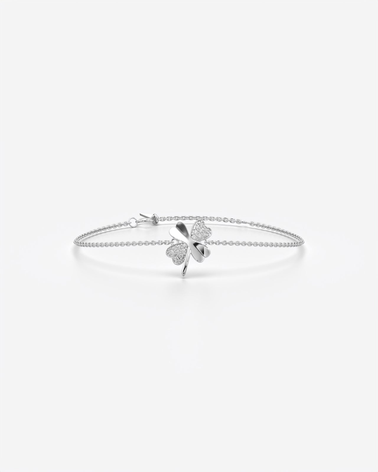 Lucky Clover Crystal Charm Chain Bracelet