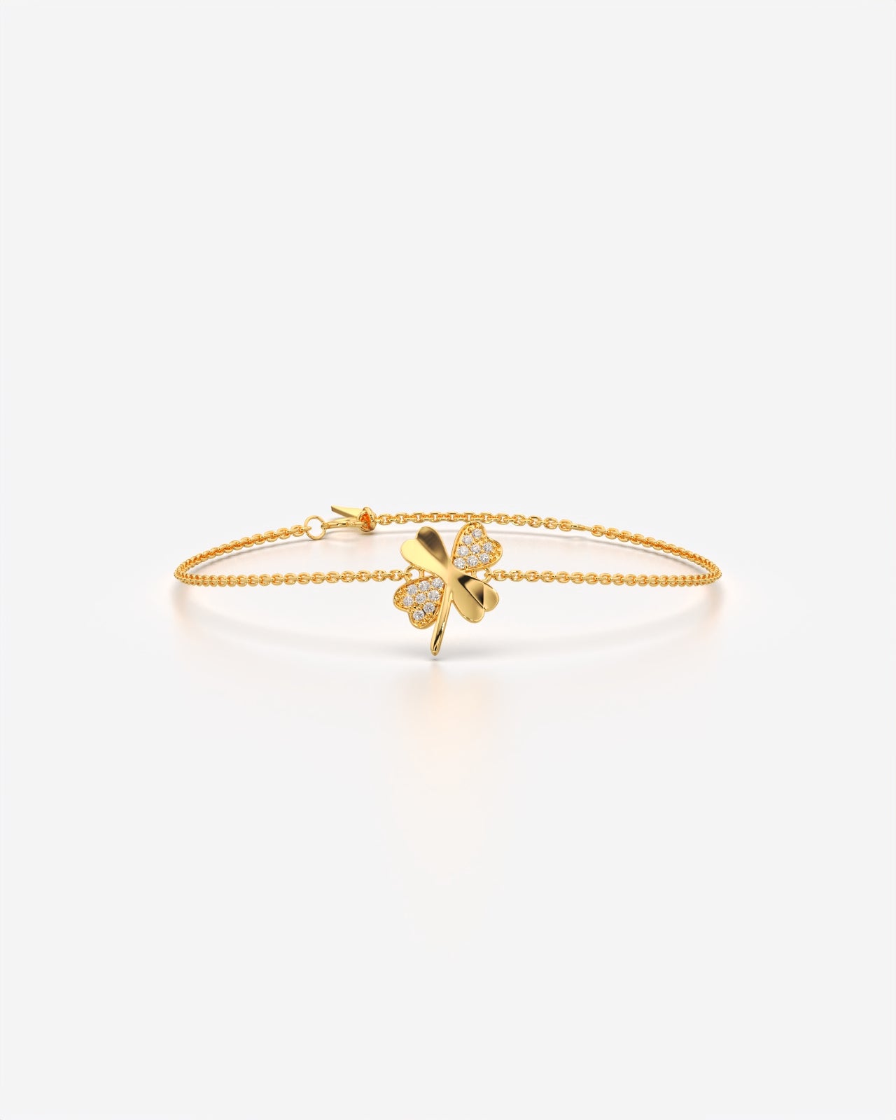 Lucky Clover Crystal Charm Chain Bracelet