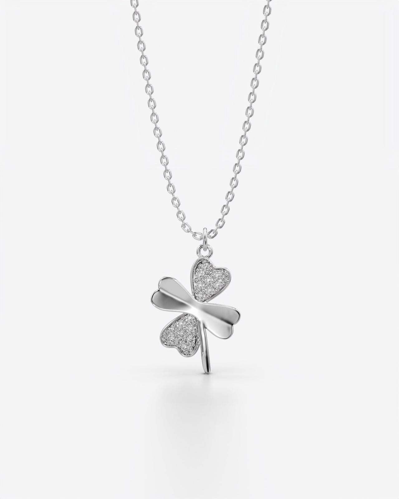 Lucky Clover Crystal Pendant Necklace with Chain