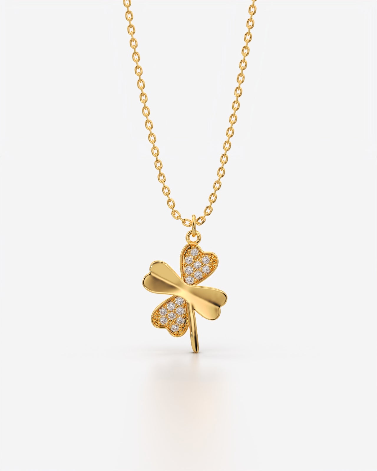 Lucky Clover Crystal Pendant Necklace with Chain