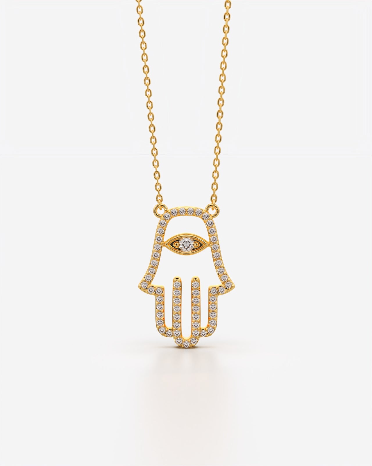 Hamsa Hand Evil Eye Crystal Pendant Necklace