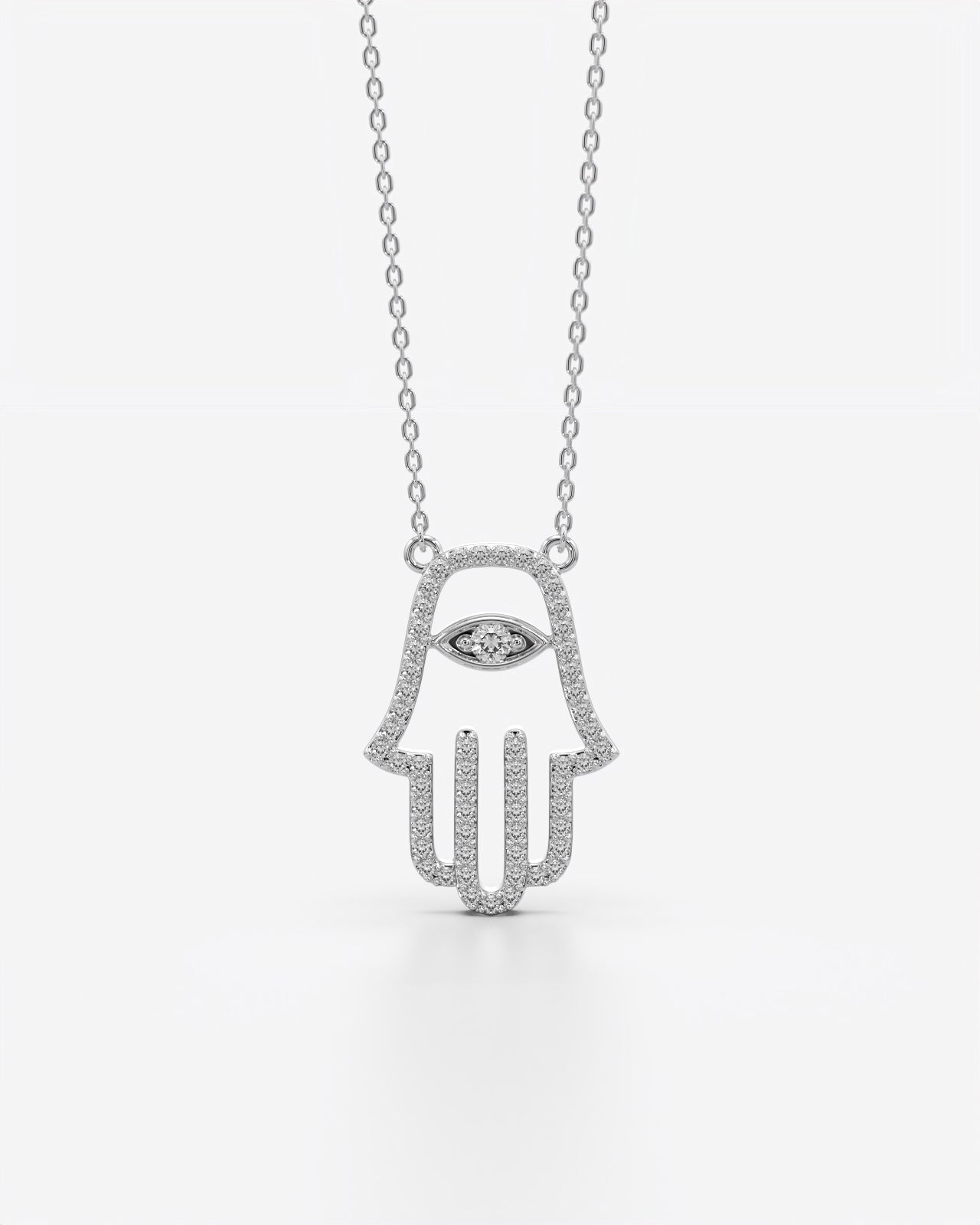 Hamsa Hand Evil Eye Crystal Pendant Necklace