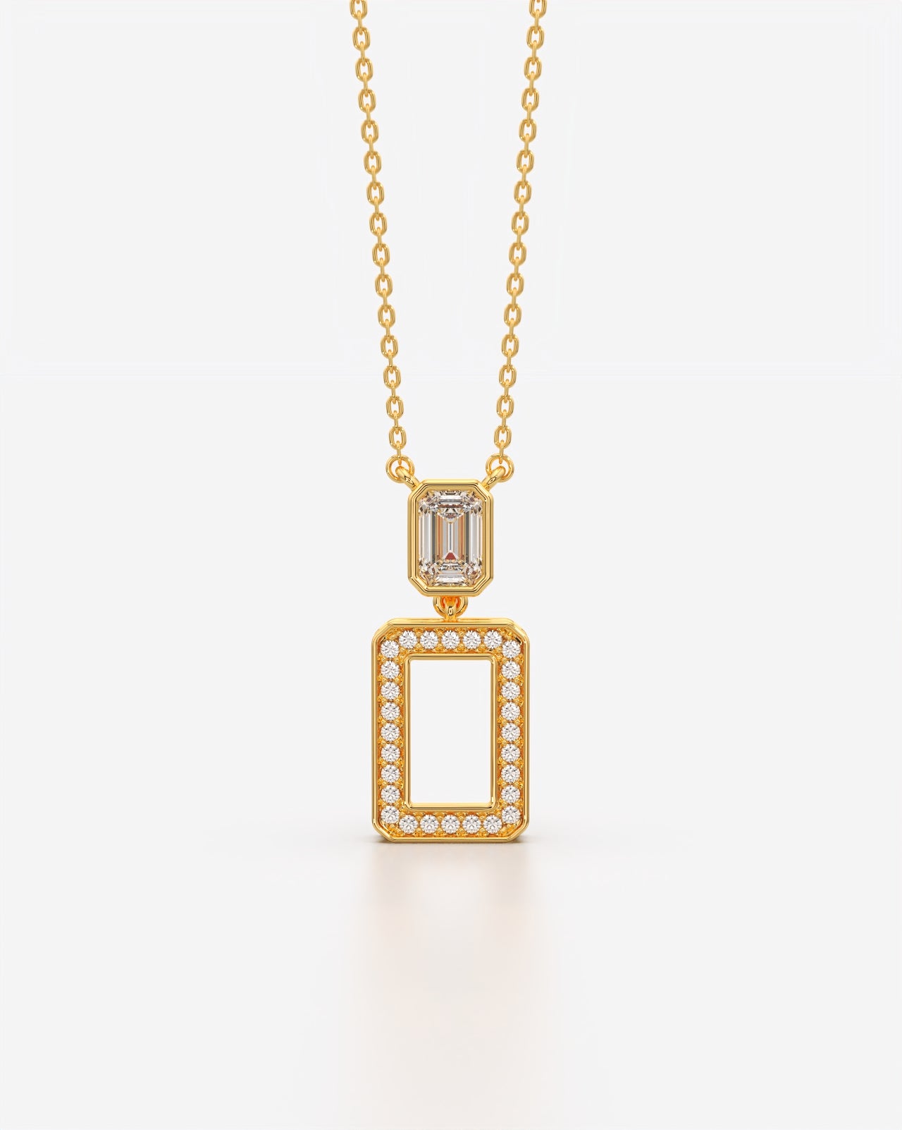 Dual Frame Pendant with Emerald Cut Stone