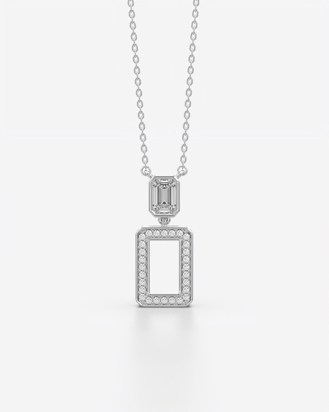 Dual Frame Pendant with Emerald Cut Stone