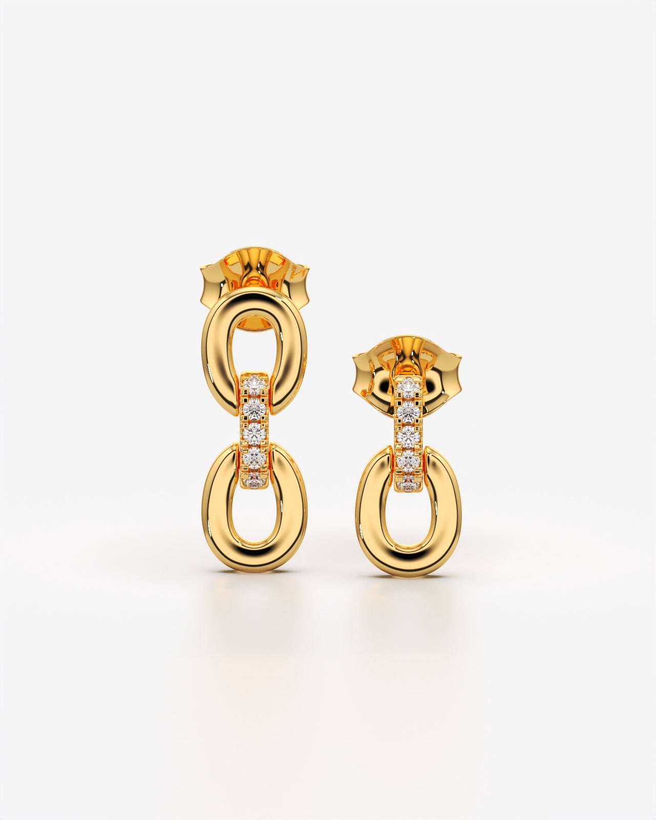 Linked Oval Drop Earrings with Crystals