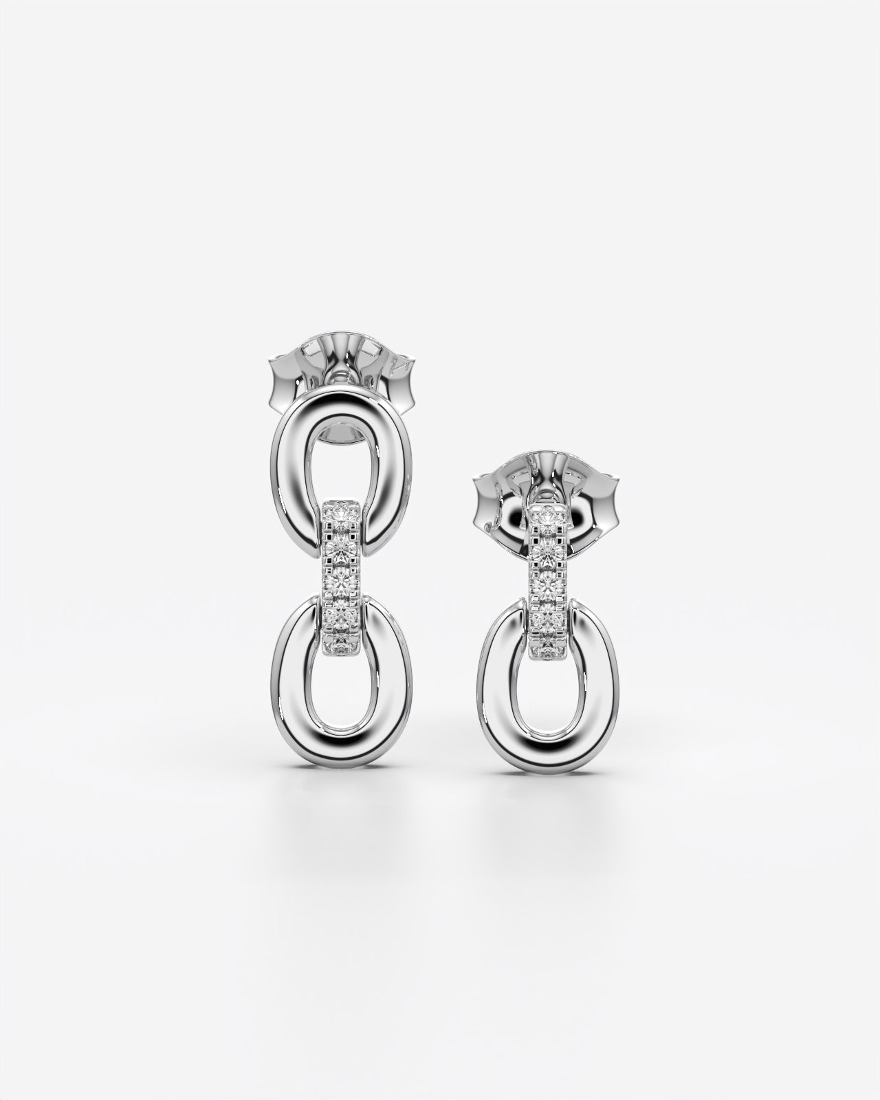 Linked Oval Drop Earrings with Crystals