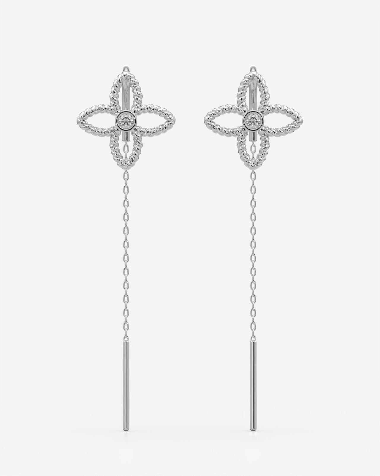 Rope  Flower Threader Earrings
