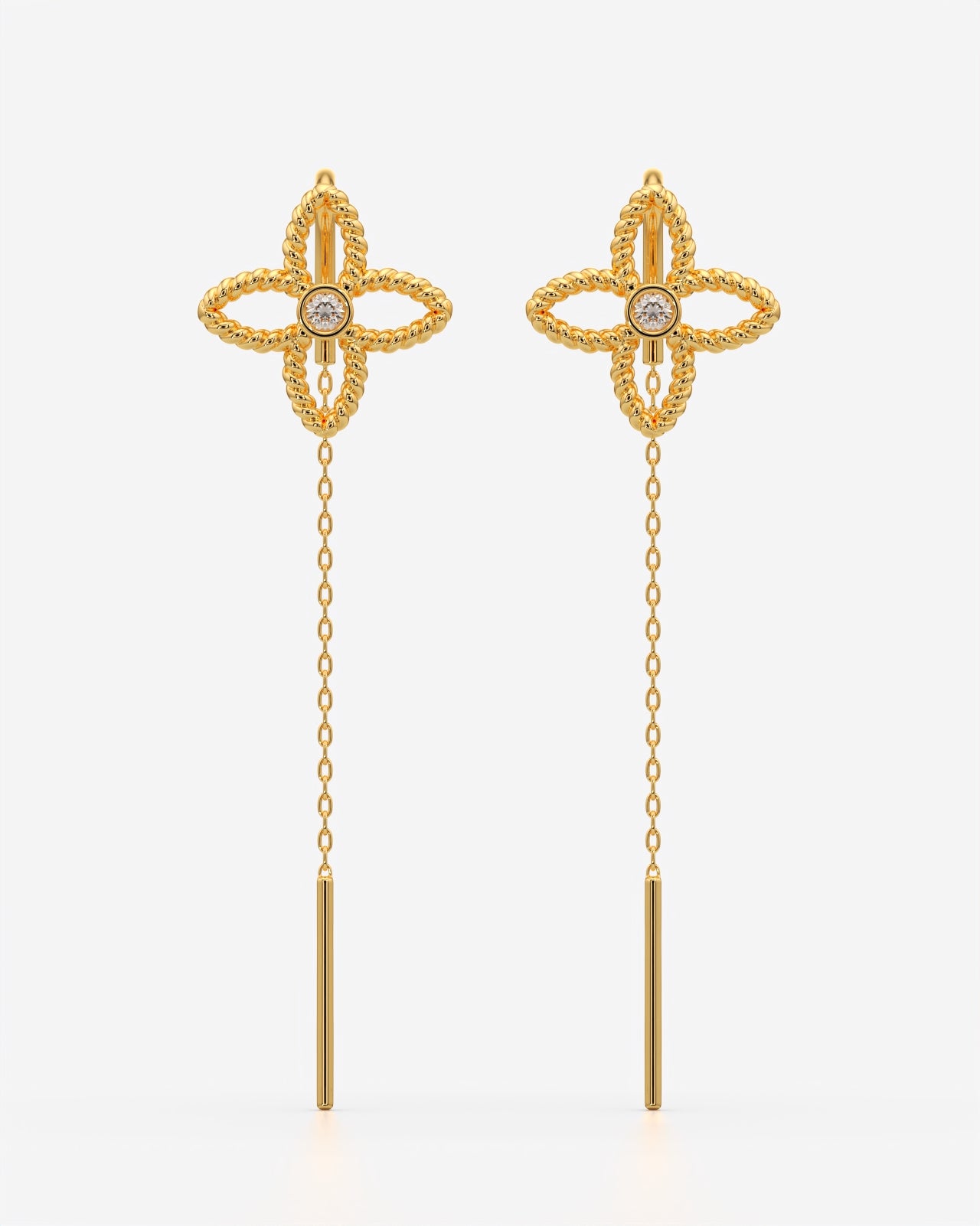 Rope  Flower Threader Earrings