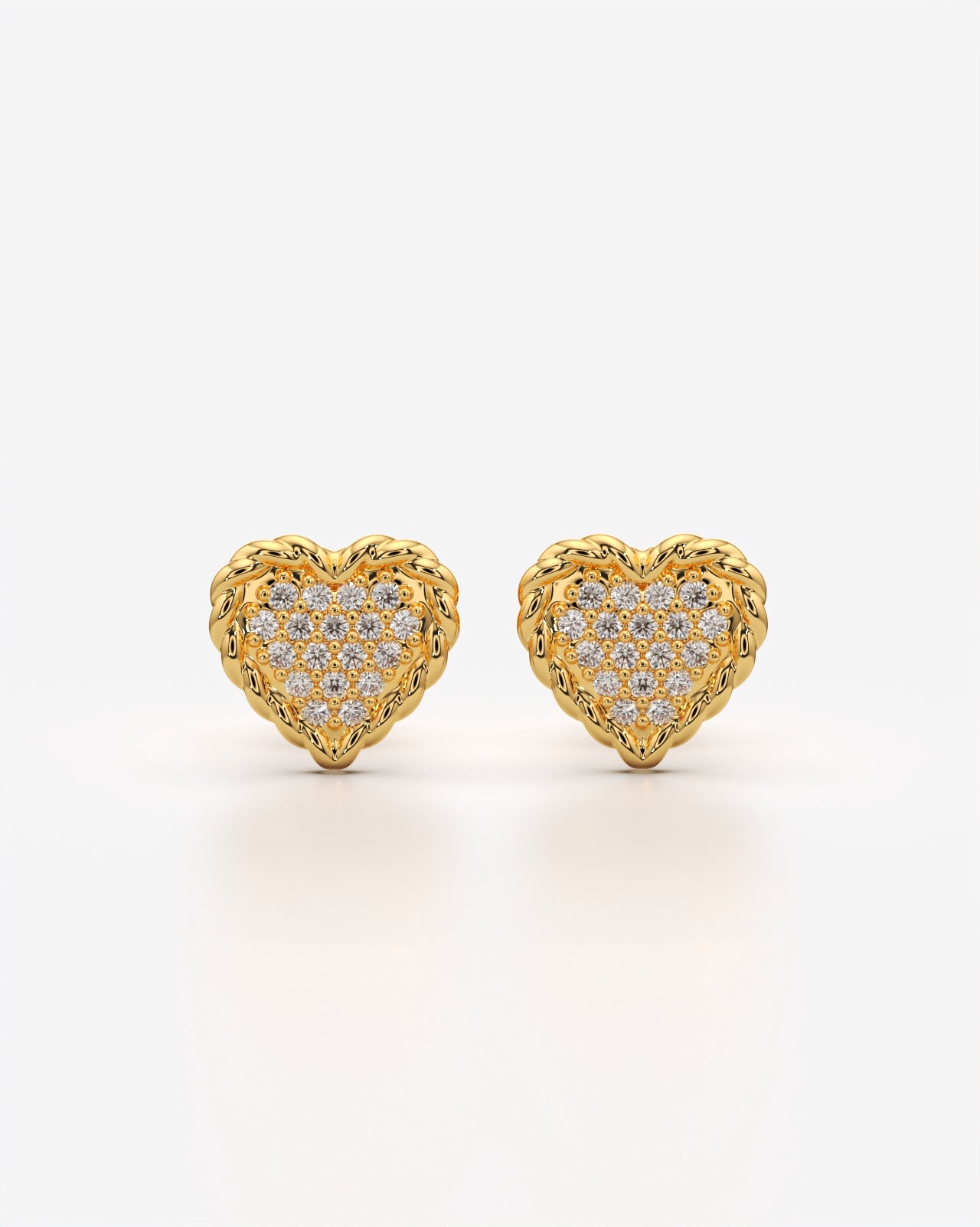 Pave Heart Stud Earrings