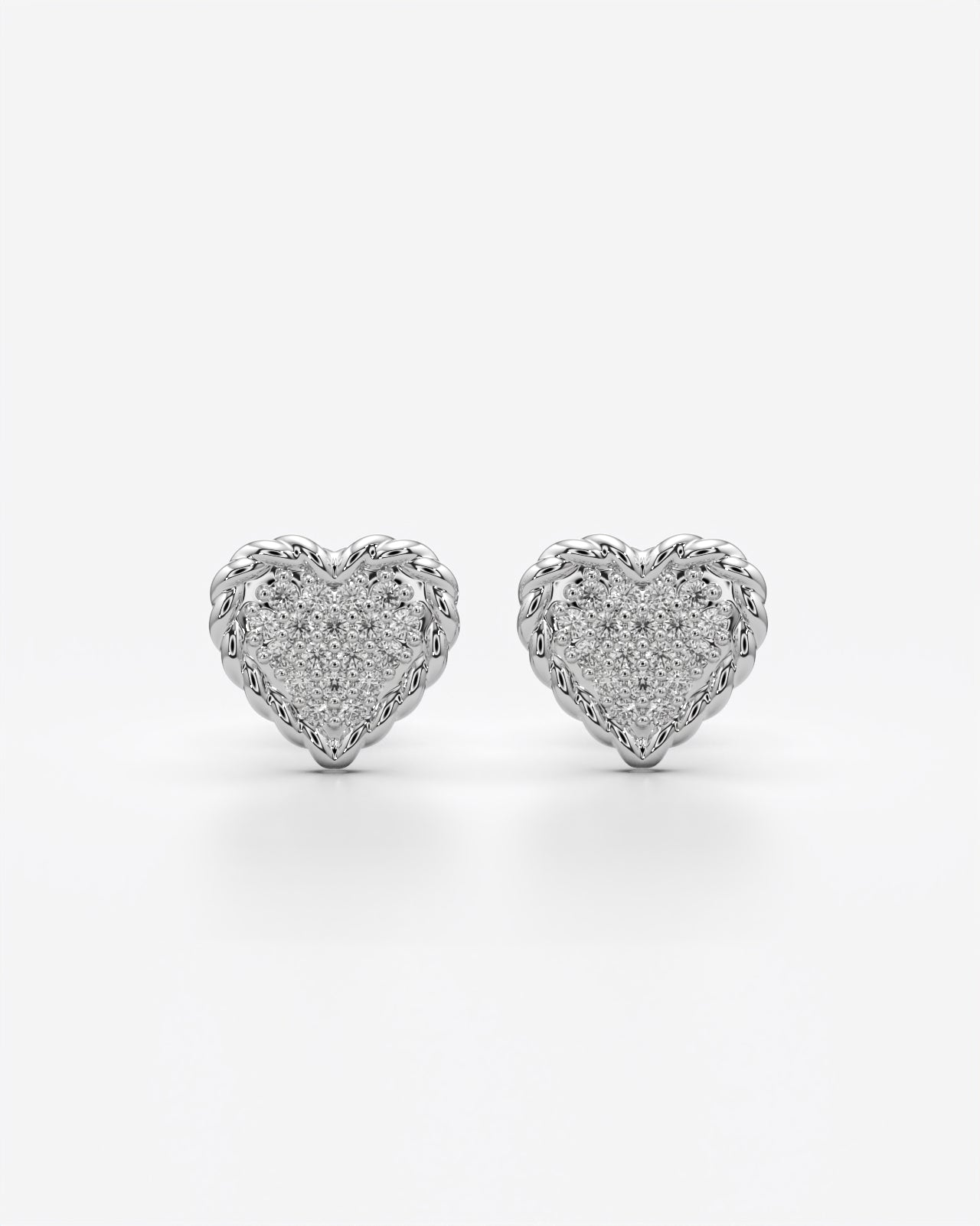 Pave Heart Stud Earrings